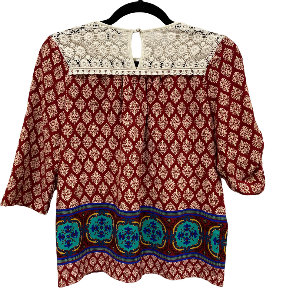 Max + Riley Top Girls Size 14 3/4 Sleeves Granny Core Doily Yoke Blouse